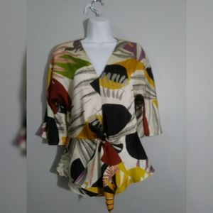 Zara printed blouse with knot